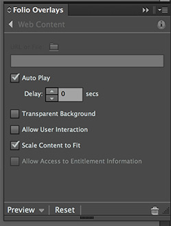 Adobe InDesign - Web Content Overlay Options